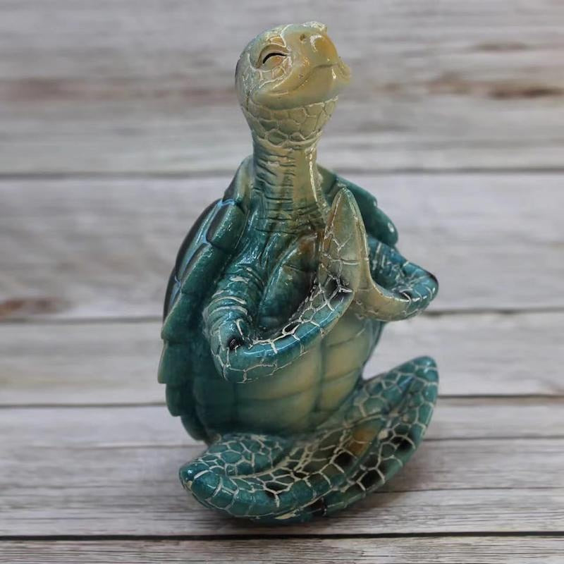 Tortuga marina Figura tranquila Meditando la estatua de tortuga marina Decoraciones para el buda del jardín de la rana del yoga del buda adorno del jardín para