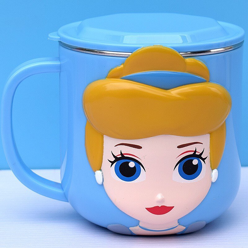 Disney Cups Frozen Elsa Anna Princess Cartoon Milk Cup -mukit 3D Mikki Minnie Ruostumattomasta teräksestä valmistettu kuppi vauva lasten tyttöjen kahvimuki