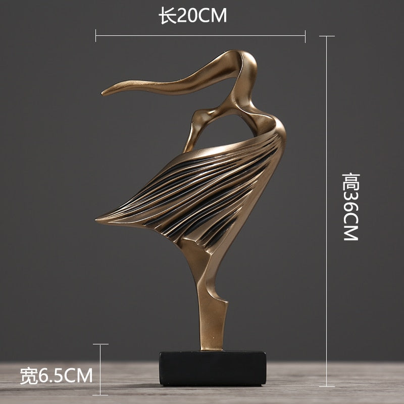 Nordic Retro Art Abstract Figur Dancer Statue Ornament, Home Living Rom TV Cabinet Bedroom Office Resin Sculpture Decoration