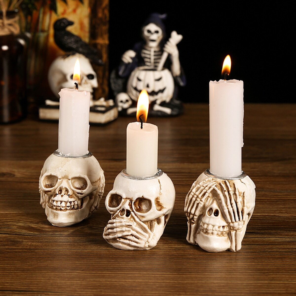 Tête de crâne d'halloween 2023, décoration de bureau, Festival fantôme, décoration joyeuse d'halloween, décoration en résine 