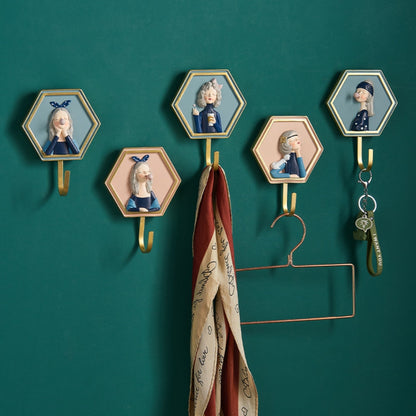 Flickor rack vägg hängande dekor nordisk utsökt harts kappkrok hem tecknad minimalistisk badrumstillbehör hänger dekoration