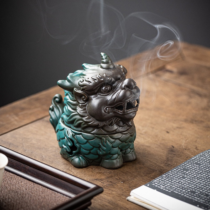Kirin piring dupa kompor elang cendana cendana rumah teh dalam ruangan upacara teh dupa zen dekorasi keramik pembakar dupa