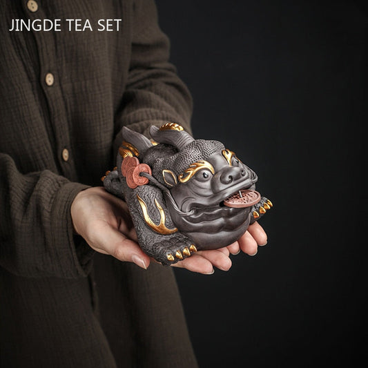 Boutique Decorazione per animali domestici di argilla viola Purple Ornamenti per figurine del tè per tè Accessori per set da tè