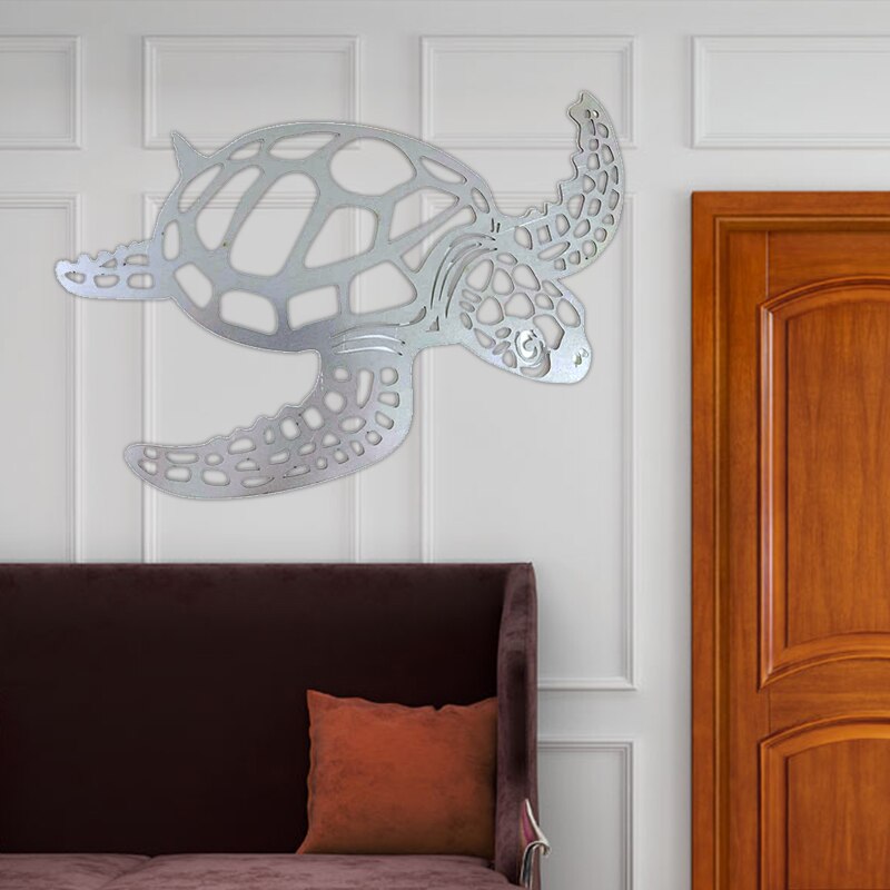 Metal Sea Turtle Ornament Beach Theme Decor Wall Art Decorations Wall Hanging For innendørs stueinnredning Veggdekor Figurer
