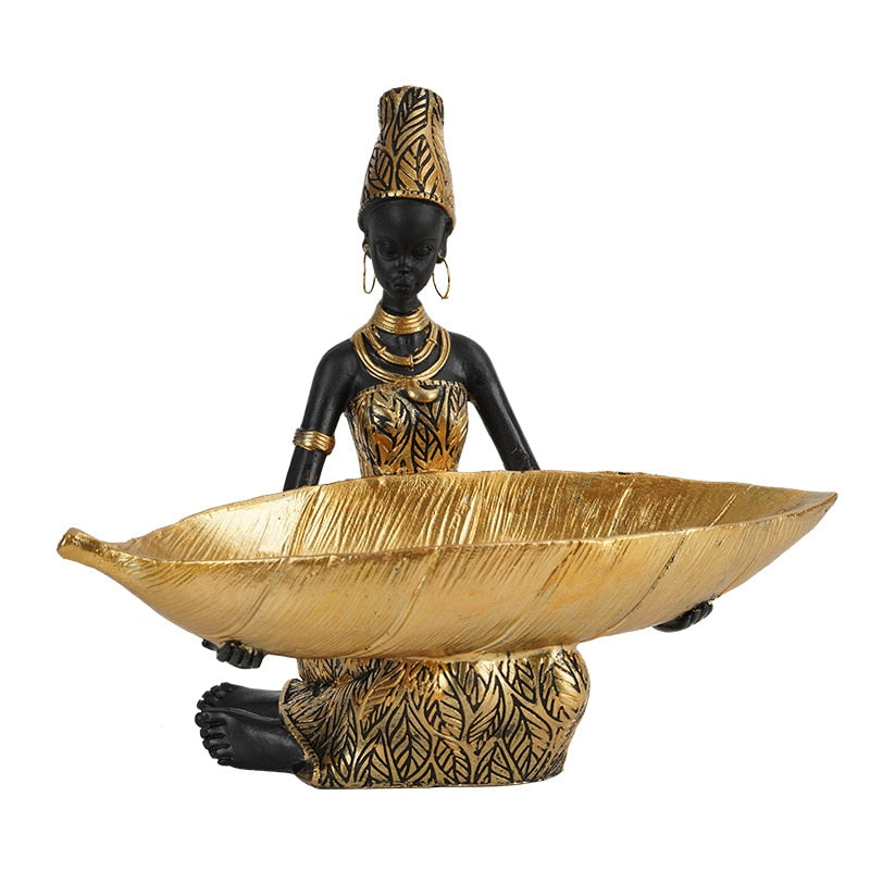 פסלי נשים אפריקאיות פסלי צלמיות אחסון קישוט ביתי משרד שולחן שולחן אביזרים שרף אנשים פסל עיצוב חדר קישוט