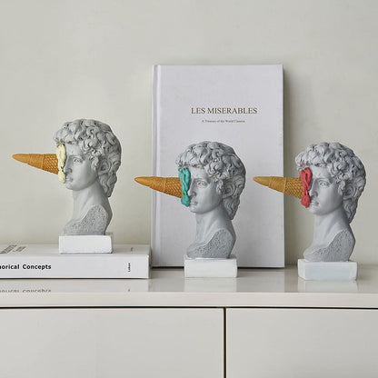 Hars Horse Head With Ice Cream -standbeeld Figurines Classic Roman Grieks sculptuur Interieur Moderne kunst ornament Decortion
