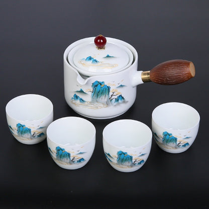 Xícara de chá de cerâmica para porcelana puer porcelana chinês kungfu Conjunto de chá 360 fabricante de chá de rotação e infusor ， portátil viagem de viagem