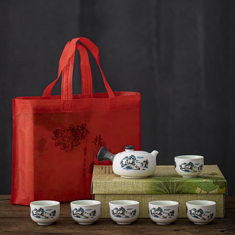 Snowflake Glaze keramisk kung fu tesæt gaveæske teweewar keramik kreativ te gryde og kop sæt te cup sæt med 6 kinesisk tesæt