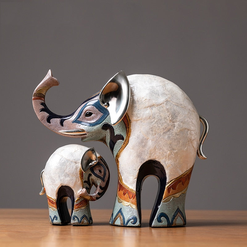 Indien Style Dekorativ elefantstatue Kontor Desktop Dekorative statuer Home Dekoration Elefant Figur Decor Retro Figurer