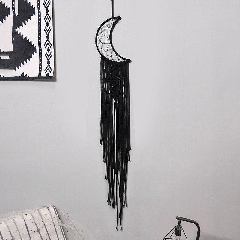 Bohemian Moon Dream Catcher With Light or Without Light,Tassel Macrame Dreamcatcher Gifts for Girl,Wall Hanging Home Decor