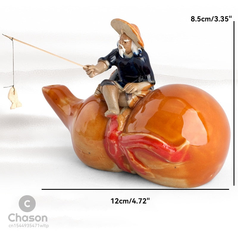 Ceramica figurine per la barca per pescatori per acquario per acquario bonsai bonsai decorazione ornamenta