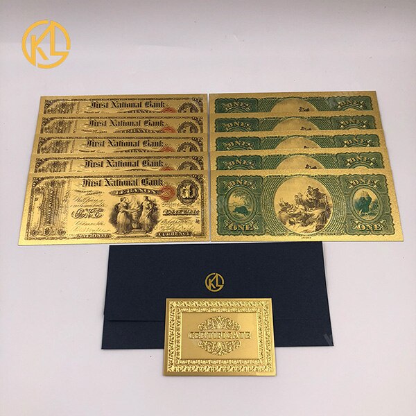 10pcs/lot usa 100 dolar emas foiled platsik rang undang -undang Amerika Syarikat dengan sampul surat untuk hadiah
