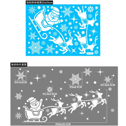 1set Santa Claus Snowman Elk Window Stickers Snowflake Elektrostatische wandsticker 2023 Kerstdecoratie voor thuis Nieuwjaar
