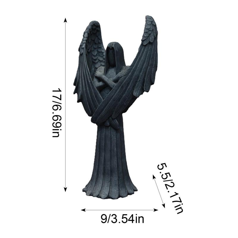 2023 Uusi tumma enkeliveistos hartsi rukoilee enkeliveistoshahmoa goottilainen työpöytä mustat veistokset kodinsisustuskoristeille
