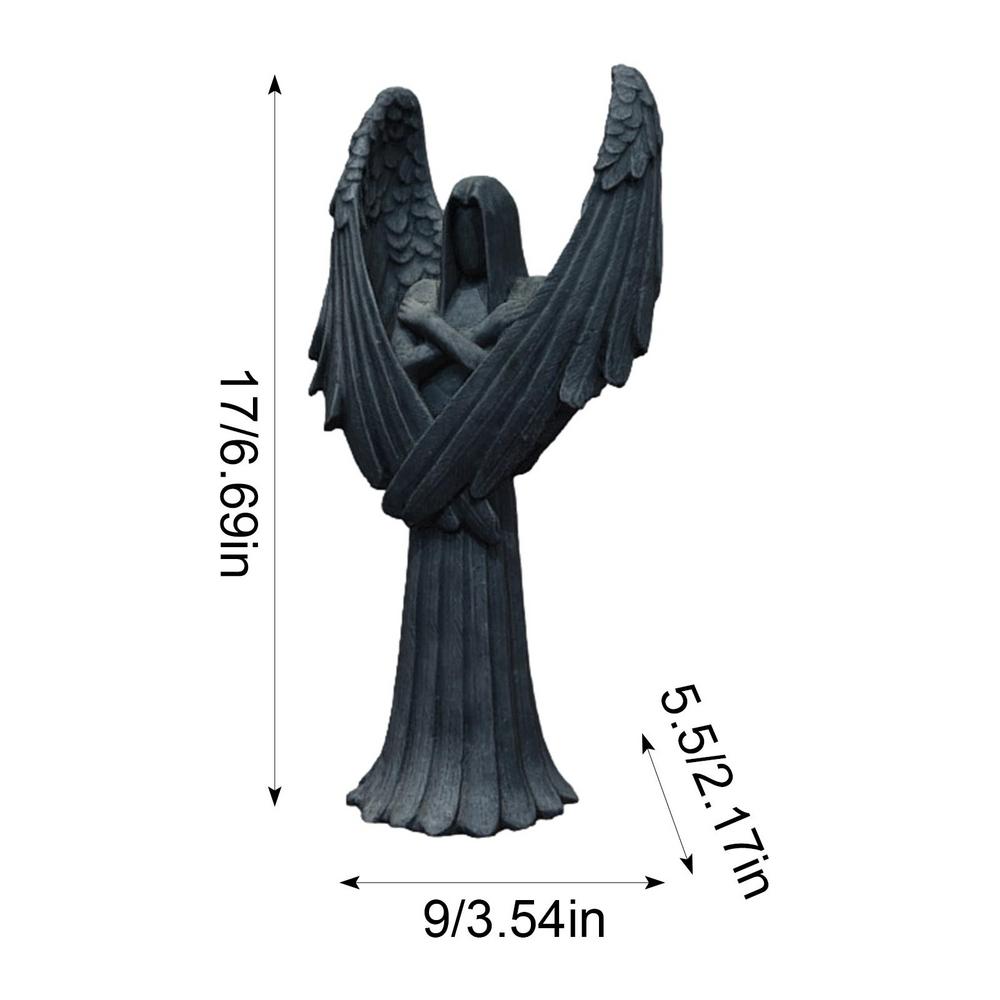 2023 Nova escultura escura de escultura de anjo orando escultura de anjo estatueta para desktop gótico esculturas pretas para ornamentos de decoração para casa