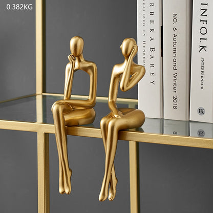인테리어 현대 가정 장식 추상 조각품 고급 거실 장식 책상 액세서리의 인형 황금 조각상