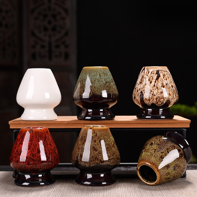 مجموعة ماتشا أواني شرب الشاي الصيني القديم فرشاة شاي الخيزران (Chasen) ملحقات حفل الشاي الياباني من السيراميك لصنع الشاي