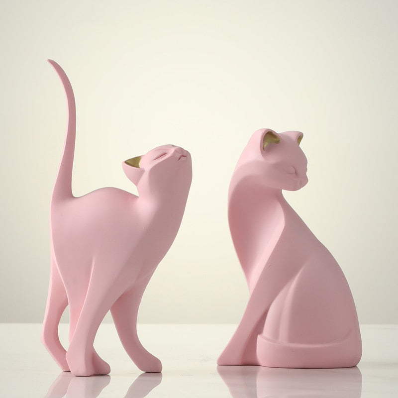 Nouveauté décoration de maison de chat rose, Statue de chat créative, décoration de bureau de salon chambre à coucher, cadeau artisanal de Sculpture en résine 
