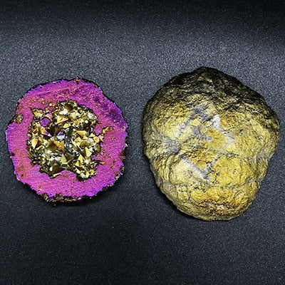 Natural Agate Electropated Colorful Cornucopia Reiki Healing Raw Crystal Geode Exempel Rumdekor Mineral Hemdekoration