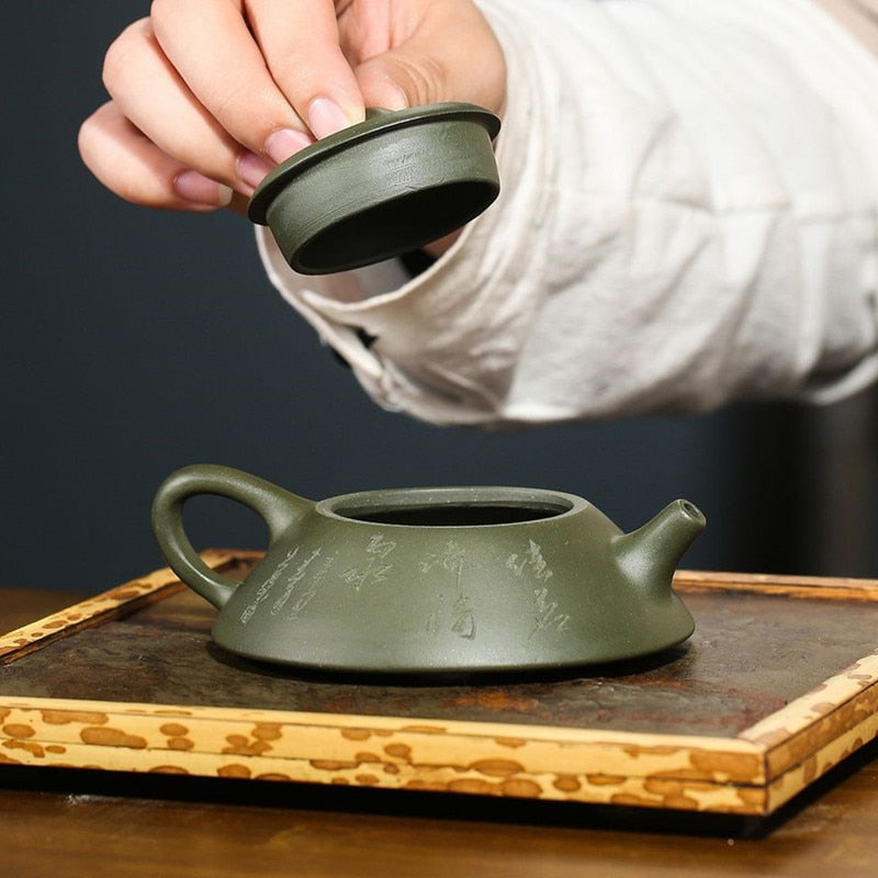 ييشينغ براد شاي الأرجواني الطين تصفية حجر مغرفة إبريق الشاي الجمال غلاية خام خام اليدوية بوتيك طقم شاي مخصص أصيلة 120 مللي