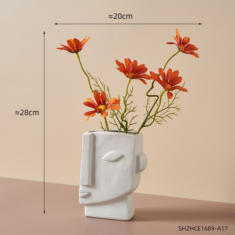 Abstract Human Face Vases Ceramic Crafts Home Decoration Accessories Living Room Table Ornaments Hydroponic Vases Garden Decor