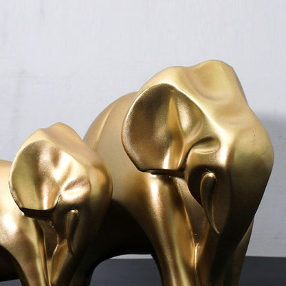 Resin European Luxury Golden Elephant Figurines for Interior Abstrak Seni Hewan Pasangan Patung Dekorasi Interior