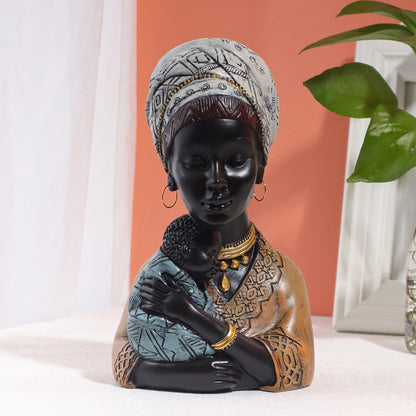 樹脂部族の女性の彫像装飾品ビンテージアフリカン女性フィギュラインコレクティブルアート手工芸