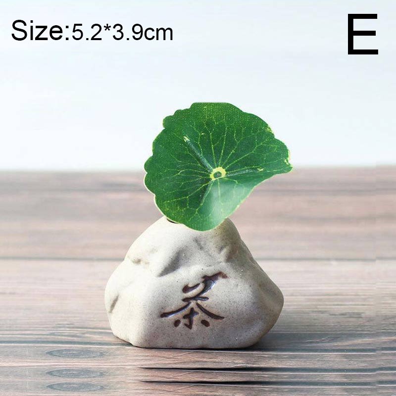 Bentuk batu vas kecil desktop homen ornamen keramik stoneware zen pot tanaman hidroponik sisipan bunga segar kecil
