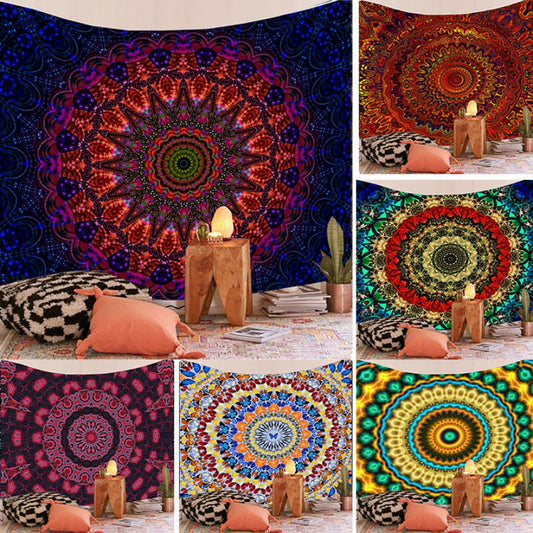 Tapisserie murale indienne Mandala colorée, décoration de maison Boho colorée, tapis de plage, couverture, décoration de chambre, tapisseries bohèmes esthétiques 
