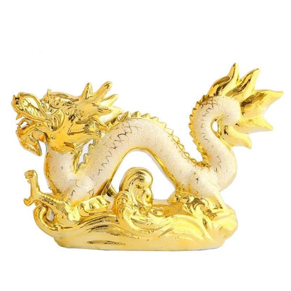 30CM Good Lucky Golden Dragon Chinese Zodiac Twelve Statue Gold Dragon Statue Animals Sculpture Figurines Desktop Decoration