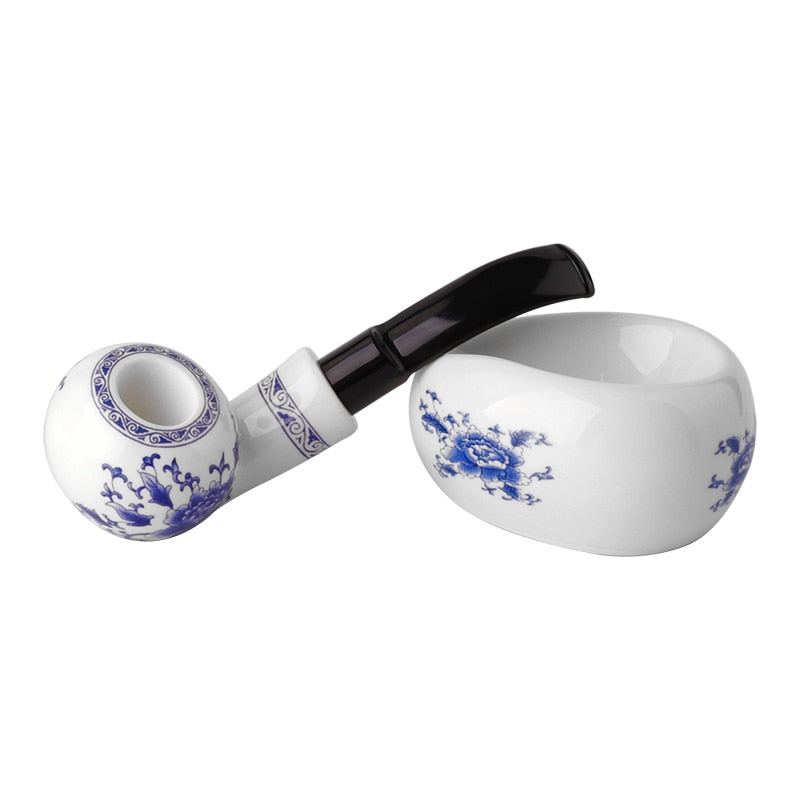 Klasyczny niebiesko-biała ceramika zabytkowa ceramiczna rura ceramiczna gliniana rura chińska giętna rura palenia podwójna warstwowa pudełko na prezenty dla mężczyzn