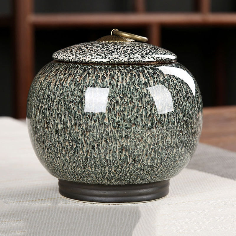 Keramický čaj box čaj čaj caddy vlhkost důkaz utěsněné nádoby Skladovatel Candy Jar čaj Tea Tea Organizátor Zrněcí nádrž dekorativní nádoba