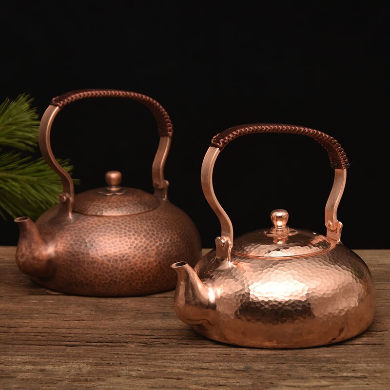 Großer Wasserkocher aus reinem Kupfer, handgefertigter Wasserkocher aus Messing, Kaffeekannen aus Metall, warmer Weinkrug, Vintage-Tee-Set aus China