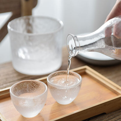 Kreatif Gaya Jepun Kaca Wain Botol Spirits Piala Sake Pot Set Wain Hiasan Rumah Hiasan Pot Hot Wain Pot Frosted Pourers Decanter