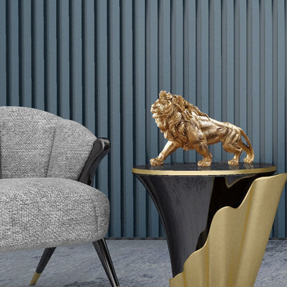 Statue d'animal du roi Lion doré en résine, ornement de maison, bureau, accessoires de décoration, salon, décoration de la maison