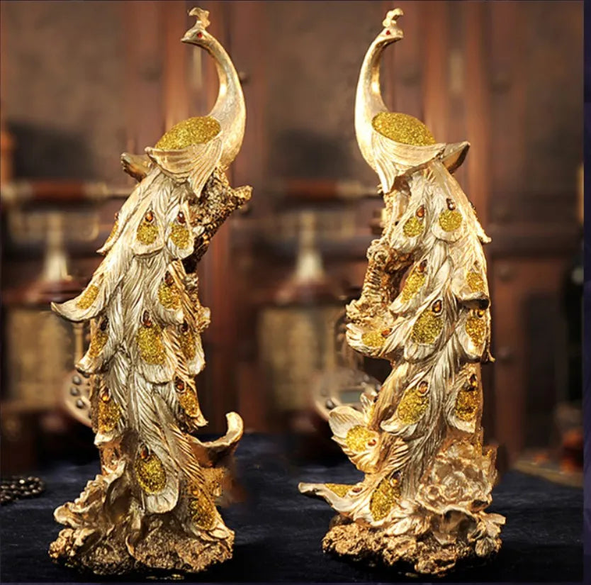 Noordse hars Phoenix Figurine Pure Golden Bird of Wonder Statue Modern Animal Sculpture Creative Ornament Home Office Decor