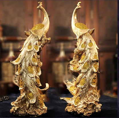 Resin nordik phoenix figurine burung emas murni