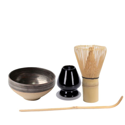 Traditionelle Matcha-Sets, natürlicher Bambus-Matcha-Schneebesen, zeremonielle Matcha-Schüssel, Schneebesenhalter, japanische Tee-Sets