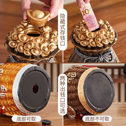 Unik Piggy Bank Chinese Cornucopan harpikspengeopbevaring Jar Lucky Feng Shui Ornamenter Ultra-stor kapacitet kun i men ikke ude