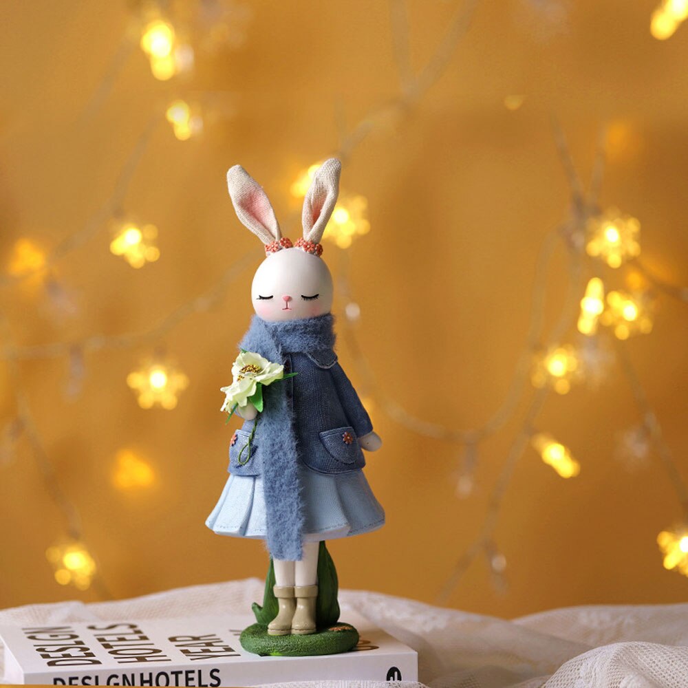 2023 Rabbit Easter Hiasan Cute Bunny Figurine Resin Crafts Ruang Tamu Desktop Hiasan Patung Arnab Patung Paskah untuk Rumah