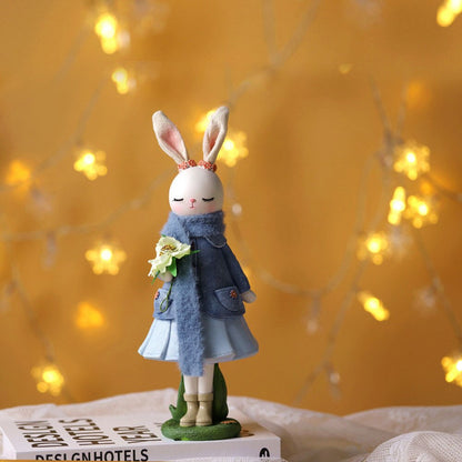 2023 Kaninchen Ostern Dekoration Cute Bunny Figur Harz Handwerk Wohnzimmer Desktop Ornament Kaninchen Statue Ostern Dekor für Zuhause 
