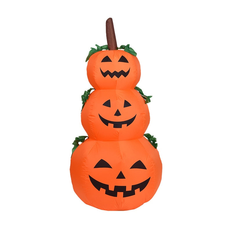 120 cm: n jättiläinen Halloween Pumpkin Ghost -puhaltava LED-valaistu lelut 3 Jack-O-Lanterns Yard Graden Home Decoration Party Ruokija Airbow