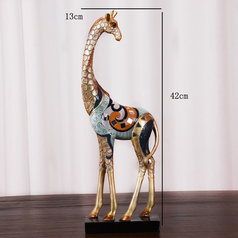 Estátua de resina decorativa para estatuetas para decoração em casa European Creative Wedding Presente de Girafas Escultura Decoração de Casa Decoração