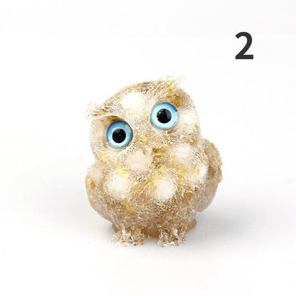 1PCS Nwe Crystal Stone Gravel Owl Animal Crafts Hand Made Small Figurines DIY Resin Table Decor Home Decor Collect Gifts 2023