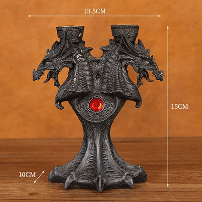 Dragon Candlestick Stand Statue Holder 2 PCS Candle Sticks for Tea Light Decorative Theme Party Pillar Halloween Haunted House
