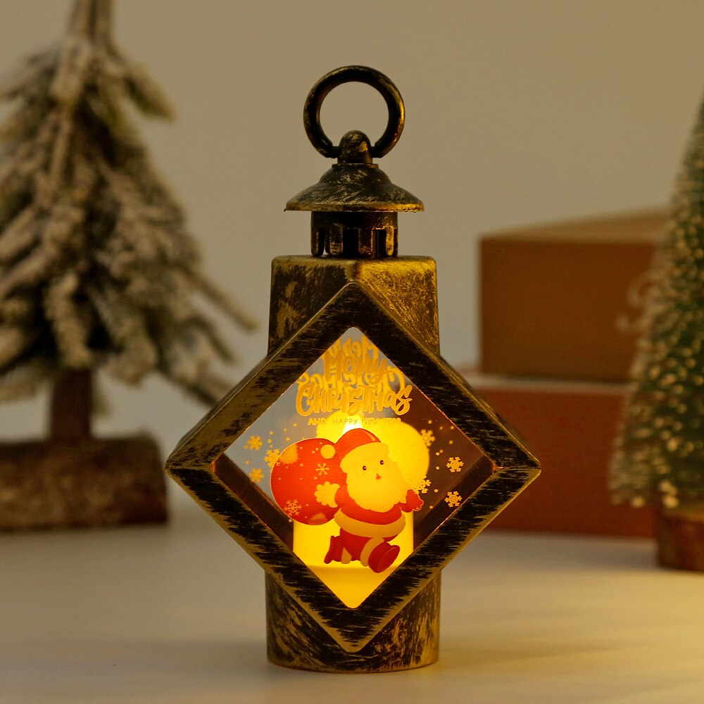 Santa Snowman Christmas Diamond Led Lantern Hiasan Hiasan Krismas Untuk Rumah 2023 Navidad Noel Tahun Baru 2024 Hadiah Kanak -kanak