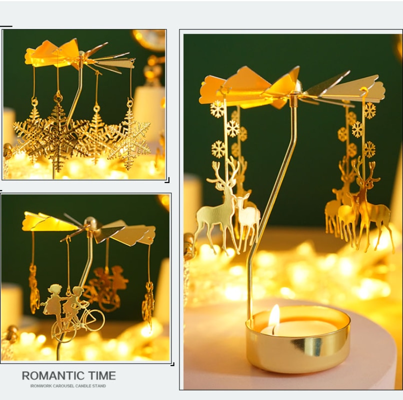 2023 Romantici candelabri rotanti rotazione rotazione rotazione del tè candela light candine decorazione per feste di Natale