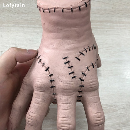 Lofytain Halloween Horror quarta -feira, coisa da mão de Addams Family Cosplay Latex estatueta decoração de decoração artesanal