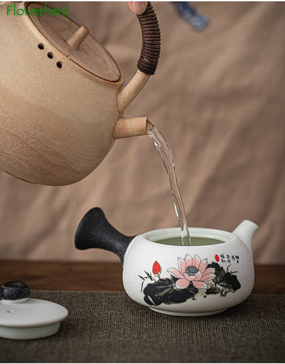קרמיקה של זגנית פתית שלג קרמיקה קונג פו סט תה קופסת מתנה קנה כלי חרס סיר תה ויצירת סיר כוס כוס כוס כוס סט של 6 סט תה סיני
