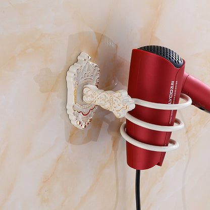 Haardrogerhouder aluminium antieke badkamerplank opslag nagel vrije wandplank gemonteerde organizer spiraalvormige stand tandenborstelhouder